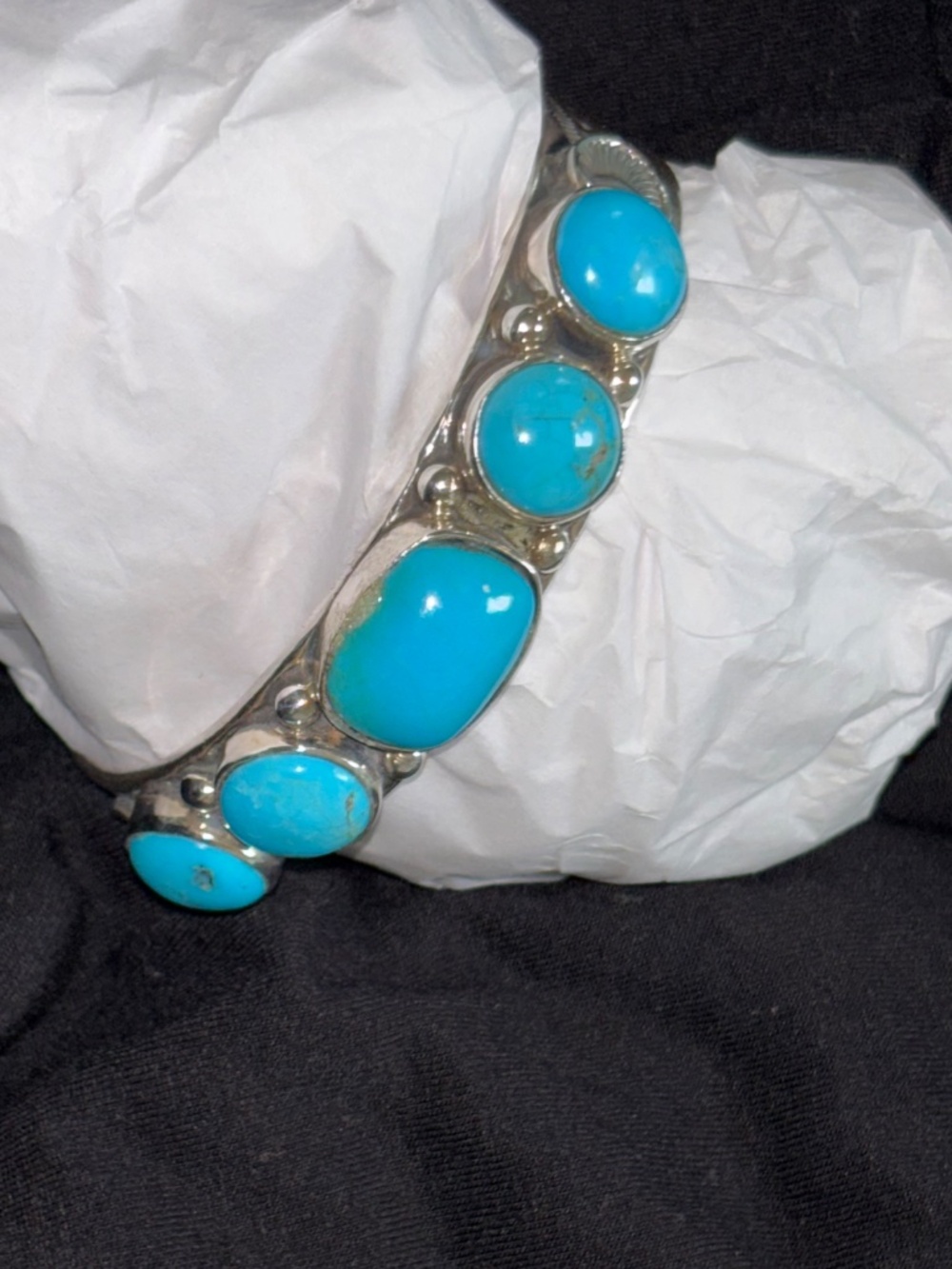Silver and turquoise bracelet - Picture 4 of 7